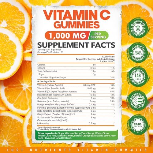 Vitamin C 1000mg Gummies – Chewable Multivitamin for Adults & Kids