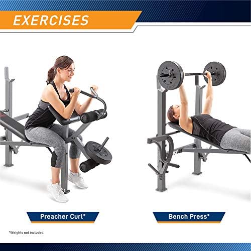 Marcy Standard Weight Bench Incline with Leg Developer and Butterfly Arms, Multifunctional Workout Equipment, Workout Equipment for Home Gym