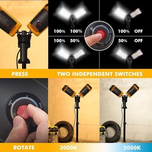 LUTEC Upgraded 5000K 15000 LM 105 W LED Work Light with Telescoping Tripod