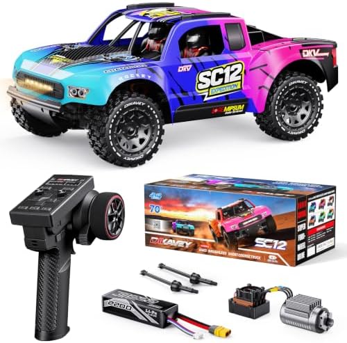 1/12 Brushless Remote Control Car RTR, 42MPH (70+Km/H 4WD Rc Short-Course Truck, Amateur-Level Rc Drift Car, Equipped with 3s 2200 Mah Battery, All-Terrain Tires, Suitable for Adults-RED