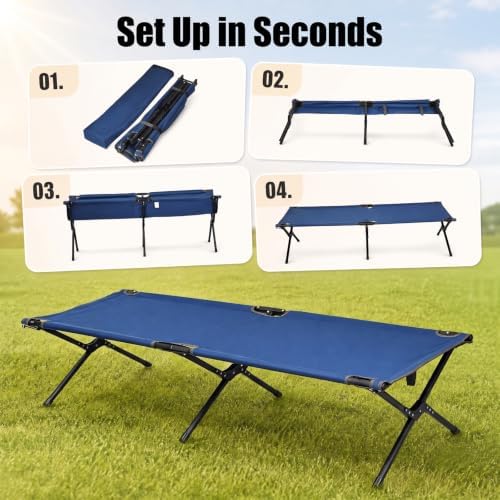 GYMAX Folding Camping Cot, Heavy Duty Portable Military Cot with Oxford Fabric