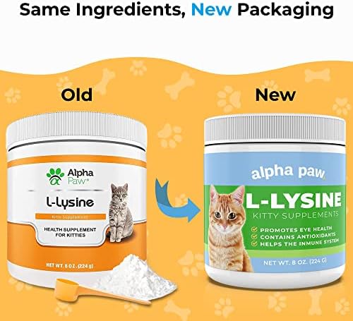 Alpha Paw - Human Grade for Pets - Cat Lysine Supplement - Extra Servings 5-10 Month Supply - Natural Lysine (8 Ounces/227 Grams)