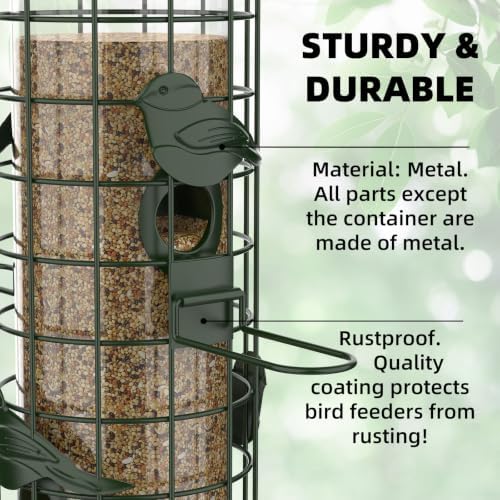 Squirrel Proof Bird Feeder, Metal Mesh Bird Feeders for Outdoors Hanging