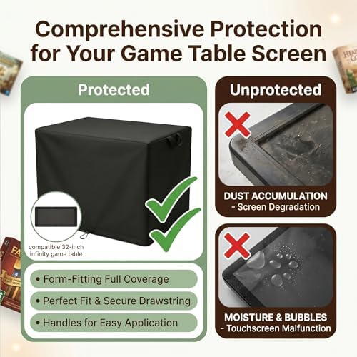 Arcade Gaming Table Cover game table cover waterproof & Dustproof Protector for 32-Inch Board Game Table, Adults & Family Game Night