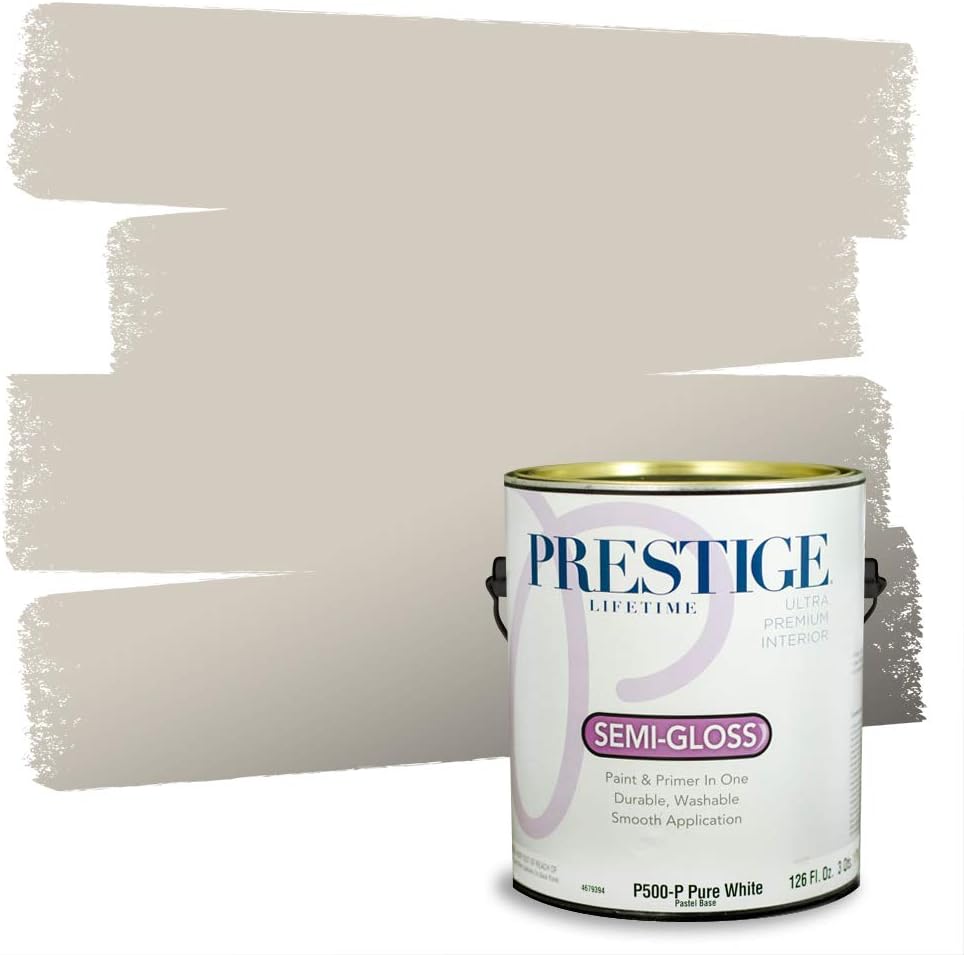 PRESTIGE Paints Exterior Paint and Primer In One, 1-Gallon, Flat, Comparable Match of Sherwin Williams* Grizzle Gray*