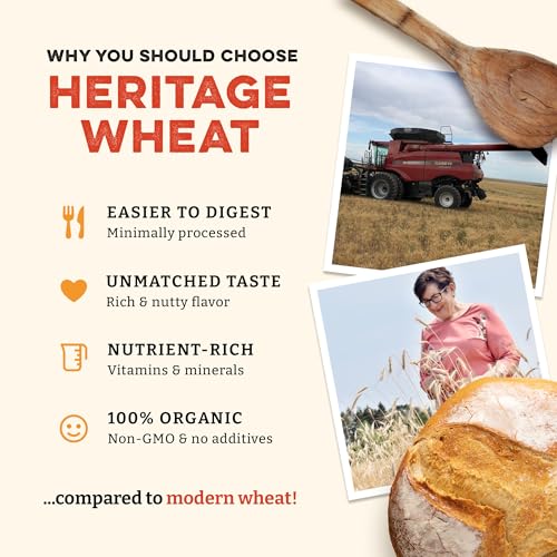 Sunrise Flour Mill Heritage Organic Bread Flour Blend - 5 lbs | Organic Unbleached Bread Flour Easy to Digest with Less Bloating | High Protein