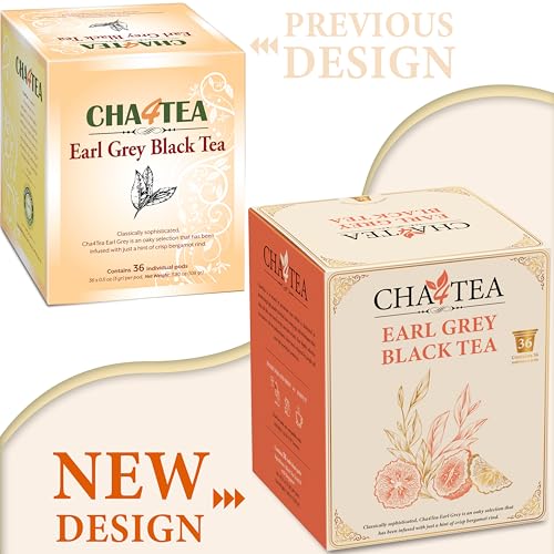 Cha4TEA 36-Count Earl Grey Tea Pod Compatible with Keurig K-Cup Brewers | Bold Black Tea with Bergamot Flavor