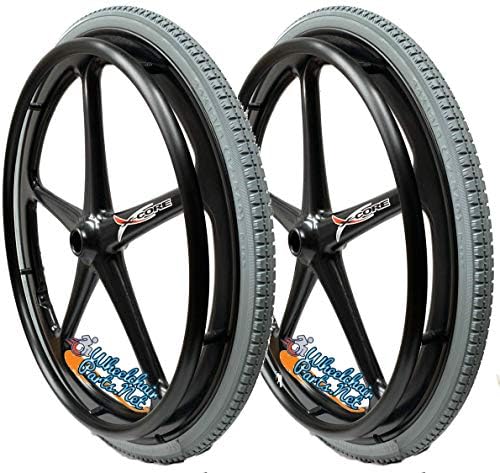 Set of 2 X-CORE Rear Wheelchair-WHELS 24" X1 3/8" (540) Black Color with Everyday Street Tires & Push Rims