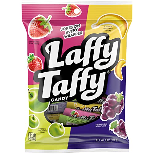 Laffy Taffy Candy, Assorted Flavors, Individually Wrapped Mini Bars, 6 Ounce