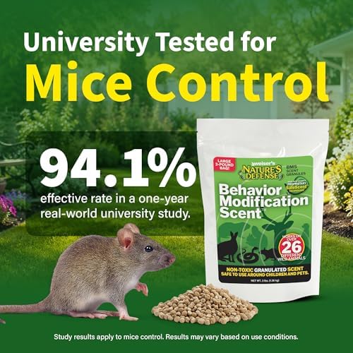 Nature's Defense Organic Animal Repellent Granules, 44 oz | 7 Certified Organic Ingredients, 94.1% Effective, Repels Deer, Mice, Cats