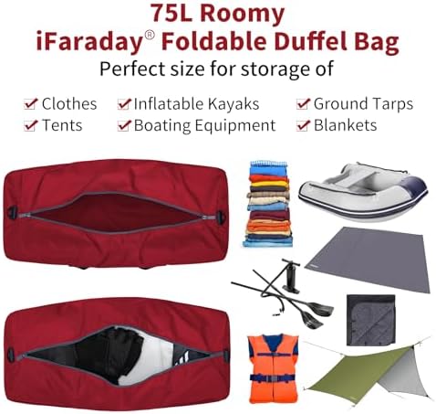 iFARADAY Foldable Duffel Bag Lightweight, 30 inch / 75L, Royal Blue