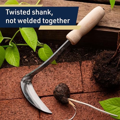 Kings County Tools Japanese Made Weeding Sickle Tool | Nejiri Kama | Razor Sharp 4" Drop Forged Steel Blade | Designed for Strength, Durability