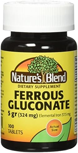 Nature`s Blend Ferrous Gluconate Tablets 324 mg, 100 Count (Pack of 2)