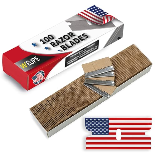 Single Edge Razor Blades, 100 Pack, Made in the USA, Industrial Razor Blades, Scraper Refills, Box Cutter, Paint Scraper