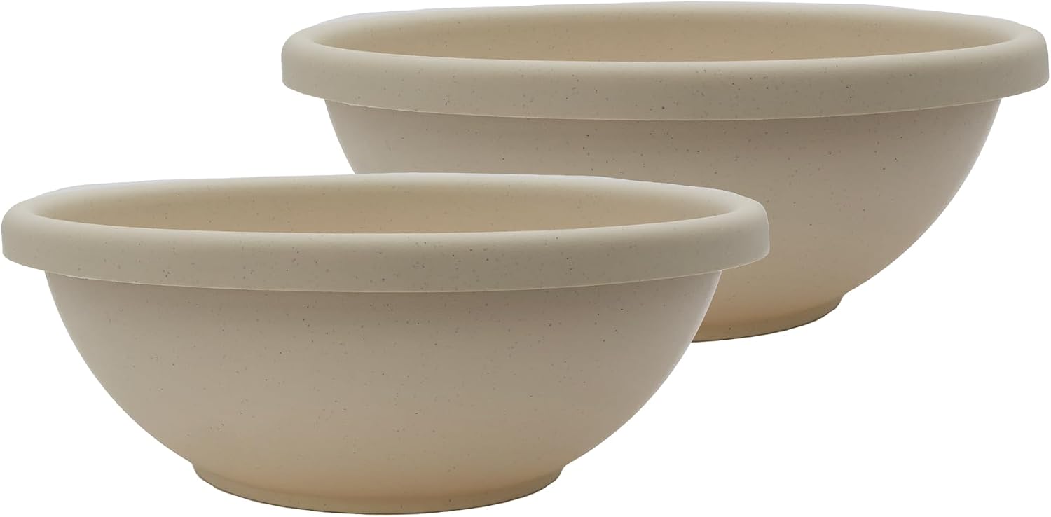 The HC Companies Shallow Planter with Drainage - Contemporary Garden Bowl Planter for Flowers, Herbs & More - Round Succulent Planter Pot for Indoors and Outdoors (20" Clay, Pack of 1)