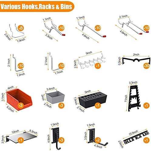 TORACK 109 PCS Pegboard Wall Organizer 48x24 in, Garage Metal Pegboard