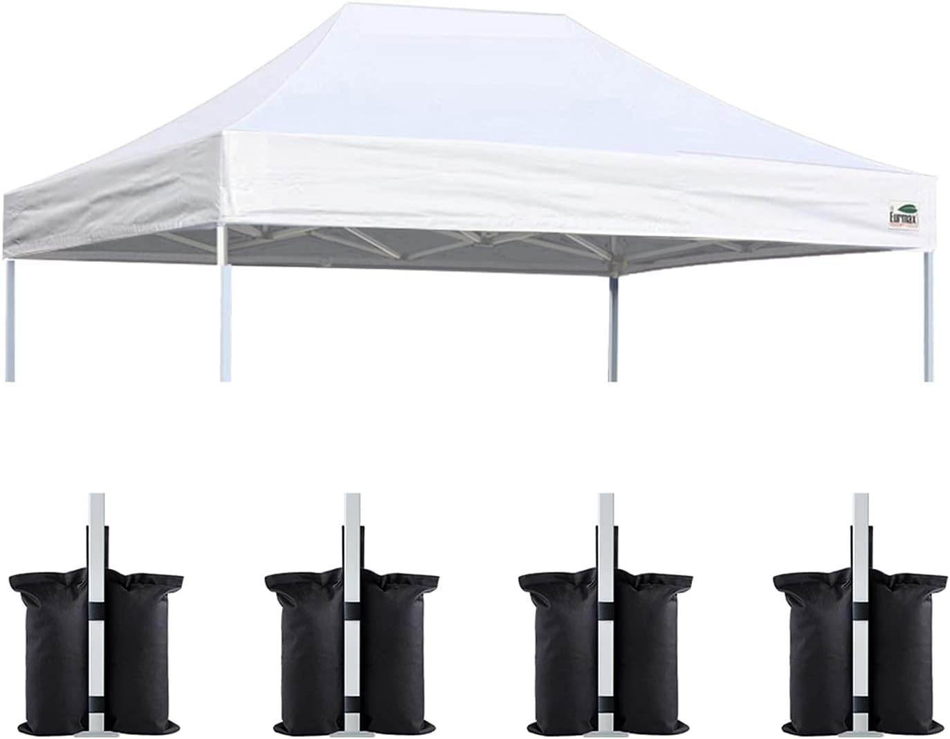 Eurmax USA 10x10 Pop Up Canopy Replacement Top,Universal Instant Canopy Cover ONLY,Heavy Duty UPF 50+ UV Protection,Water & Wind Resistant Tarp,30+ Colors Available,Bonus 4 Sand Bags (White)