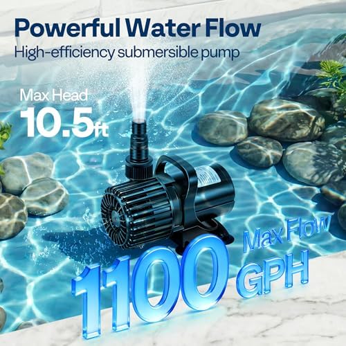 VIVOHOME 100W Pond Pump, 1600GPH Submersible Water Pump for Koi Pond