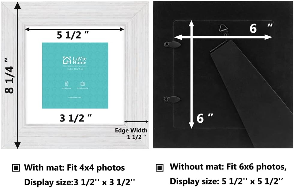 LaVie Home 8x8 Picture Frames (1 Pack, Gold) Square Photo Frame Set with High Definition Glass for Wall Mount & Table Top Display