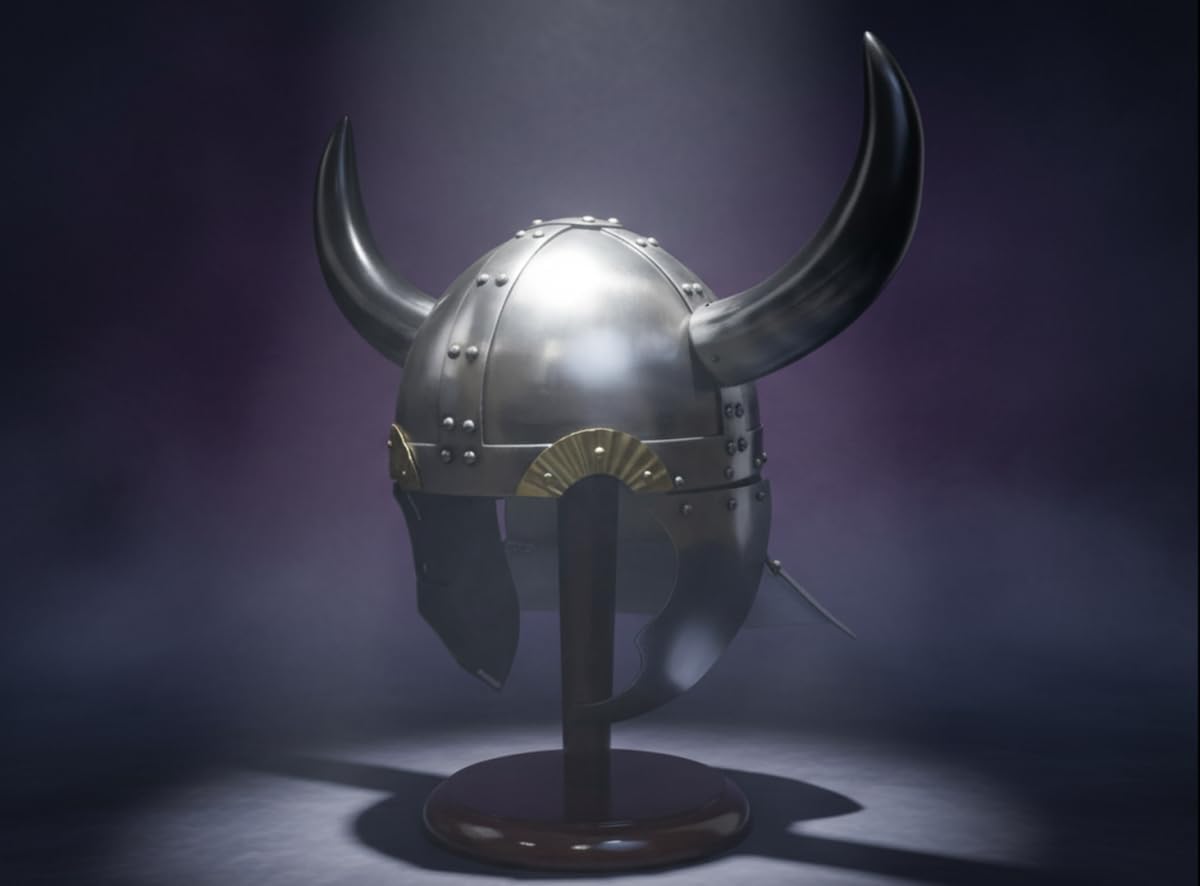 Horned Viking Helmet W/ Neck and Ear Guards - Wearable Costume Armor