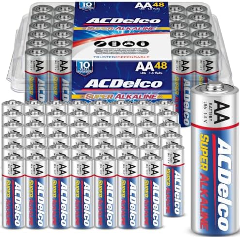 ACDelco 48-Count Double AA Batteries, Maximum Power Super Alkaline Battery, 10-Year Shelf Life, Reclosable Packaging