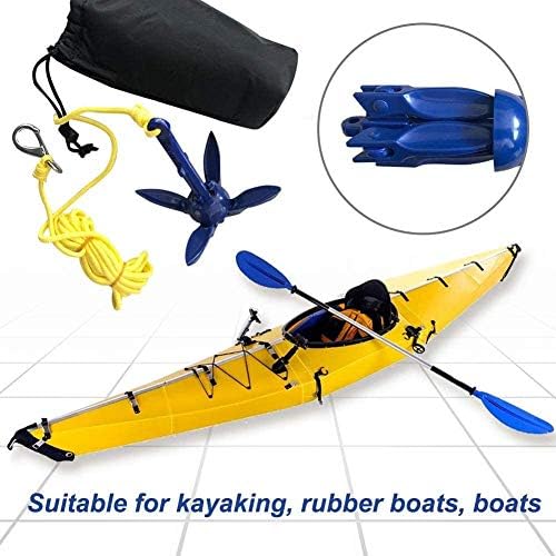 ISURE MARINE Kayak Anchor Kits 0.53lb (240g) Portable Folding Anchor Buoy Kit Canoe Kayak Raft Boat Sailboat Fishing Complete Folding Grapnel Anchor