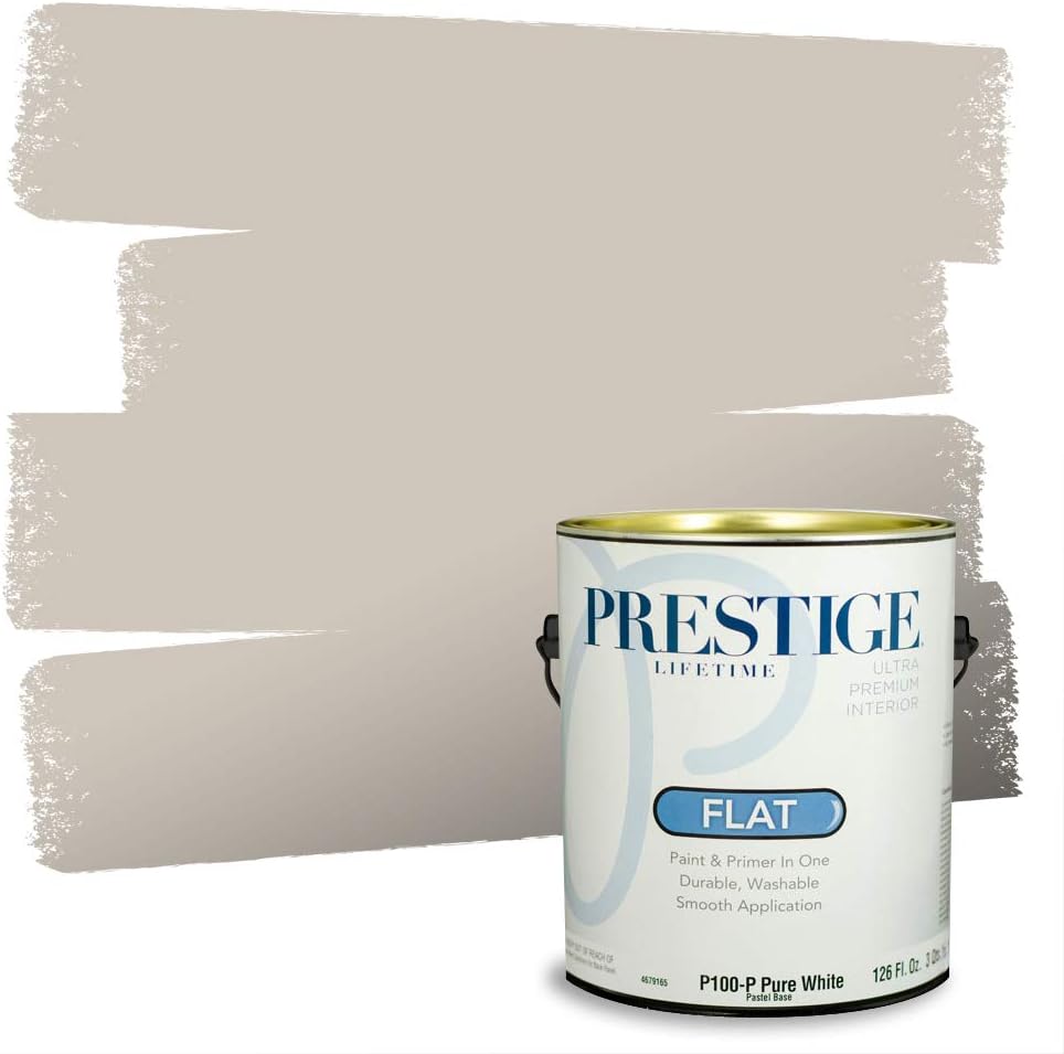 PRESTIGE Paints Exterior Paint and Primer In One, 1-Gallon, Flat, Comparable Match of Sherwin Williams* Grizzle Gray*
