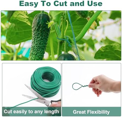 YDSL Soft Plant Tie, Garden Wire Tie for Plants Heavy Duty Reusable Plant Twist Ties for Gardening Home Office (Green, 32.8 feet)