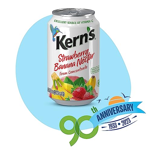 Kern’s Tropical Fruit Nectar Juice Variety Pack - Mango Nectar & Peach Juice - Made from Fruit Puree for Smoothie Mix, Cocktail Mixers & Kids Drinks - 11.5oz, 12 Pack Canned Drinks