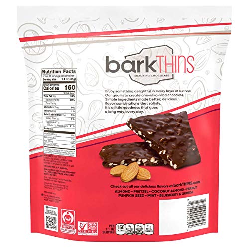 Bark Thins Toasted Coconut with Almonds Dark Chocolate Snacks, 4.7 Ounce - 12 per case.