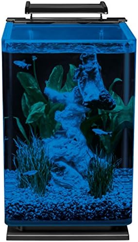 Marineland Portrait Glass LED Aquarium Kit, 5 Gallons, Hidden Filtration,Black