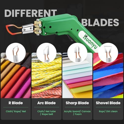 Electric Hot Knife Rope Fabric Cutting Tool Kit 4 Blades 600° C | Pro Fabric Cutting Heat Cutter 100W Heat Sealer for Sponge Cloth Board Webbing