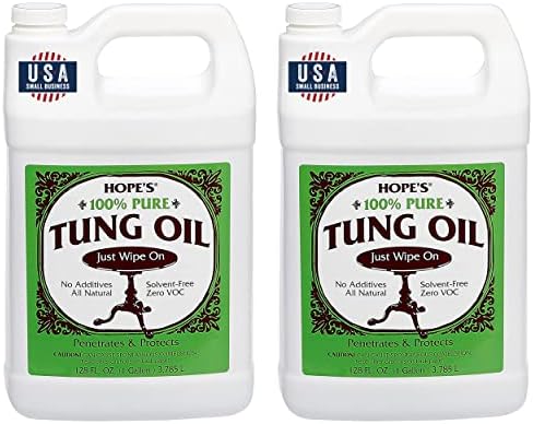 HOPE'S 100% Pure Tung Oil, Food Safe, Premium Waterproof Natural Wood Finish and Sealer for Indoor and Outdoor Projects,128 Fl Oz, 1 Pack