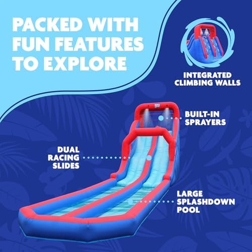 SUNNY & FUN Dual Splash Inflatable Water Slide Park with Racing Slides