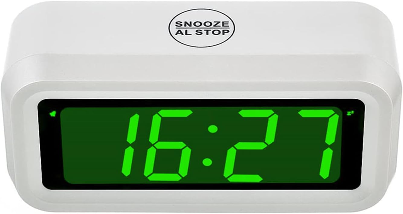 Digital Alarm Clock Battery Operated with LED Display for Bedrooms, Long Battery Life for 12 Months, 3 Brightness Adjustable, 12/24 Hour, Snooze, Black Case with Red Digits