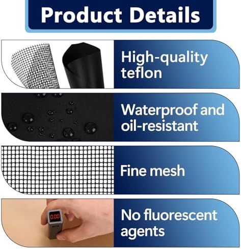 6Pcs 9×10 inch Fryer Oven Liners and 6Pcs Mesh Grill Mats for Instant Vortex Pro Plus 10QT, Non-Stick Oven Liner and Mesh Grill Mats for Toaster, Oven, Microwave