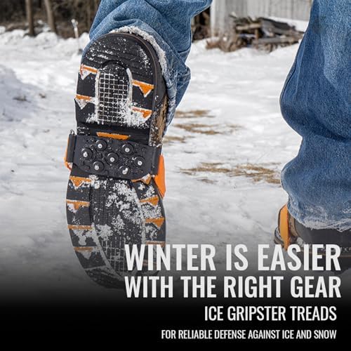GGS Ice Cleats for Shoes & Boots – Non-Slip, Mid-Sole Spikes with Adjustable Strap for Traction in Snow and Ice, Winter Hiking, Fishing, Walking