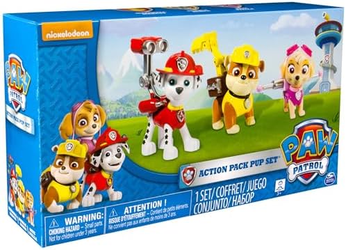 Paw Patrol Action Pack Pups 3pk Figure Set Marshall, Skye, Rubble