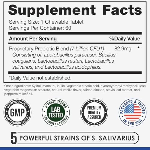 Tuthi Oral Probiotics for Mouth Bad Breath Treatment for Adults - Dental Probiotics for Teeth and Gums - Oral Health Probiotics - 60 Lozenges