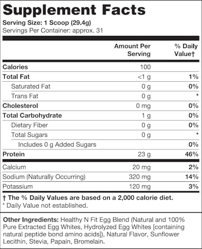 Healthy 'N Fit 100% Egg Protein- Vanilla Ice Cream (2lb): 100% Egg White Protein Plus Natural Peptides. Pure, All Naturally Sweetened Protein