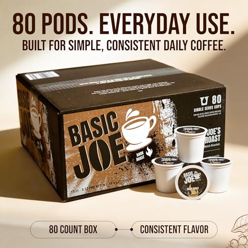 Basic Joe Coffee Pods, Medium Roast, 80 Count K-Cup, 100% Arabica