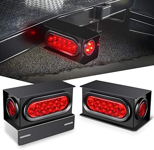 Nilight Steel Weld-On Trailer Light Box Kit with 6 Inch Oval LED Tail Light