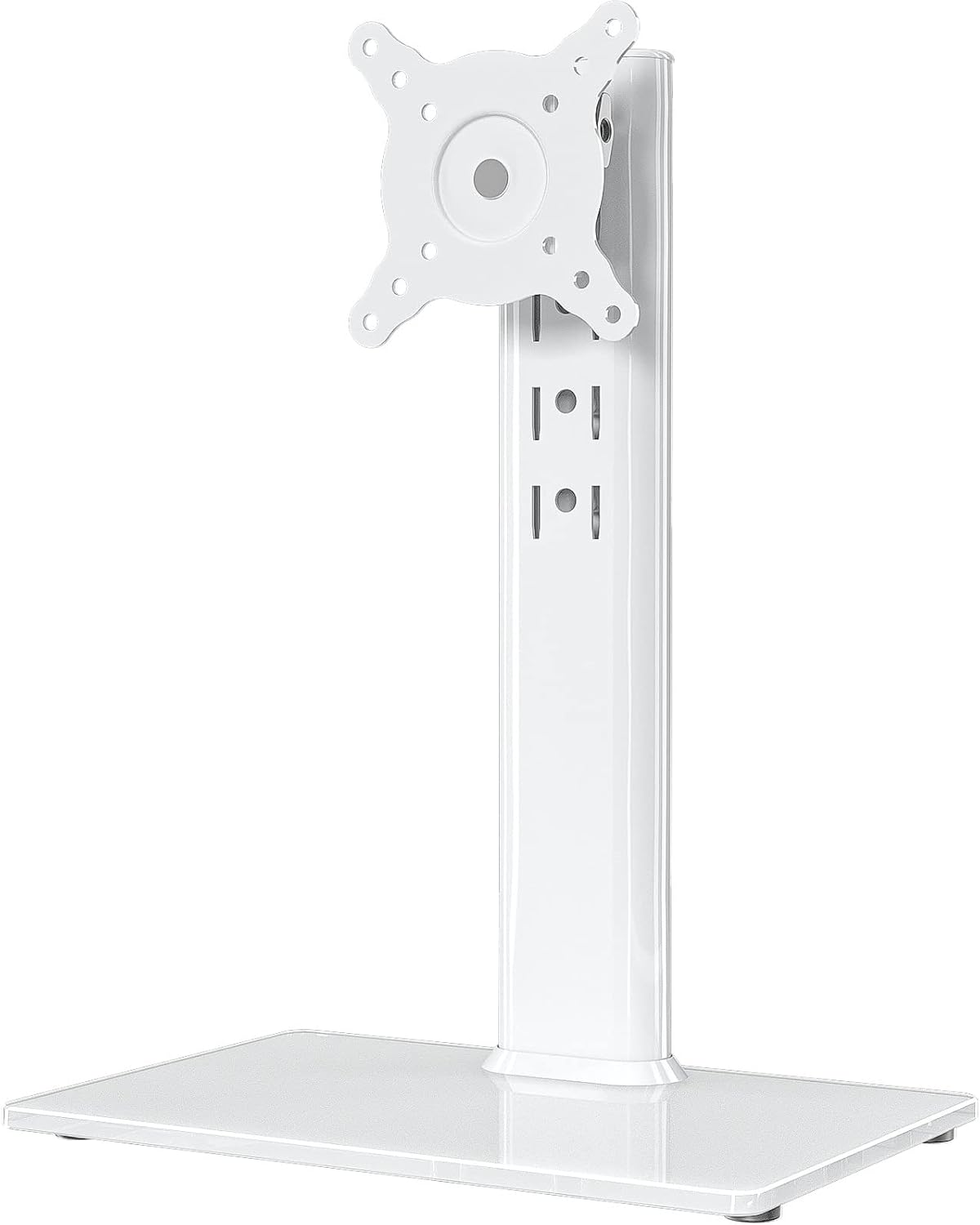 Single LCD Computer Monitor Free-Standing Desk Stand Mount Riser for 13 inch to 32 inch screen with Swivel, Height Adjustable, Rotation, Vesa Base Stand Holds One (1) Screen up to 77Lbs(HT05B-001))