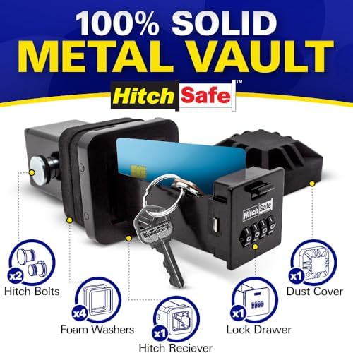 HS7000 Key Vault | Hidden Trailer Hitch Safe for Secure Key Storage | CarShare Turo | Weather Resistant and Durable with 4-Digit Combination Lock