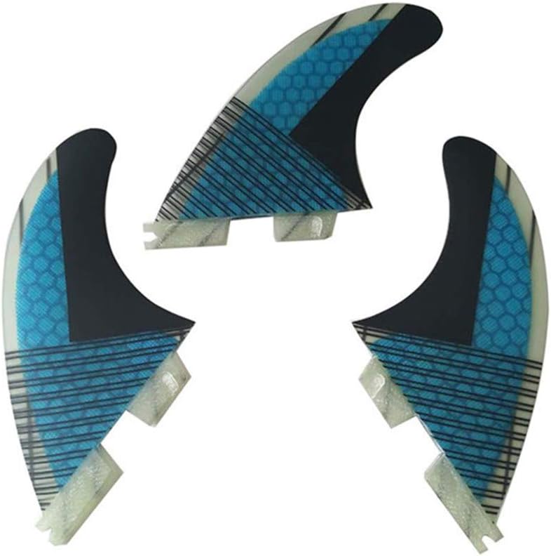 TOPWAYS Fiberglass+Honeycomb Surfboard Fin (3) Glass Flex Thruster Surf Fin Set (Double Tabs II Plug Style G5 Size) - Tri Fin Thruster Set Surfboard