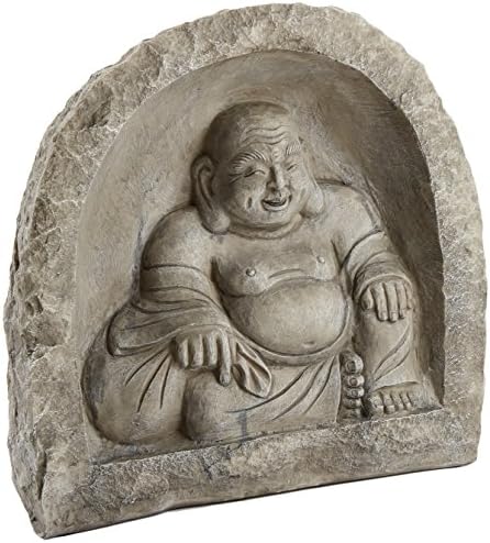 Design Toscano Jolly Hotei Laughing Man Asian Decor Indoor/Outdoor Garden Statue, 26 inches tall, Cast Stone Resin, Two Tone Stone Finish