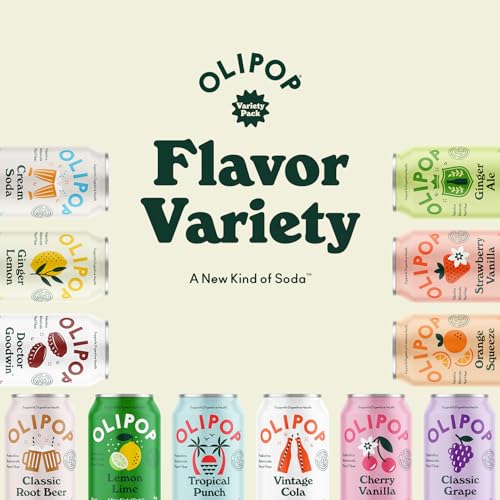 OLIPOP - The Sampler, 6-Flavor Soda Variety Pack, Healthy Soda, Prebiotic Soft Drinks, Supports Digestive Health & Gut Health, High Fiber, Low Calorie