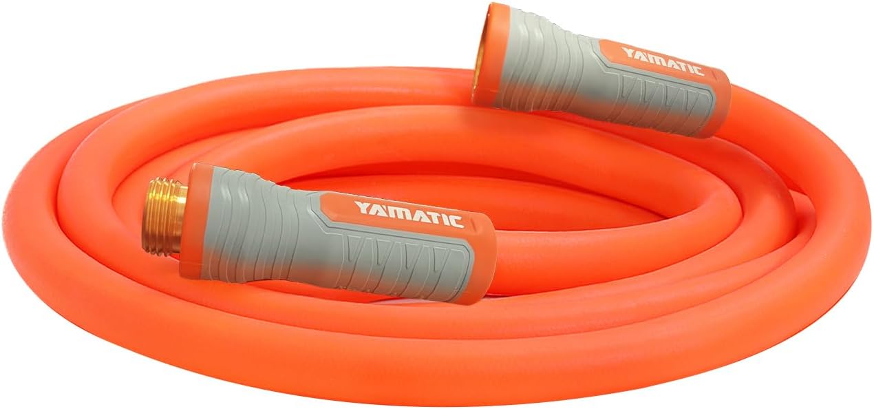 YAMATIC Flexible Garden Hose 5/8" x 50ft, 360° Swivel Handle, Burst 600 PSI