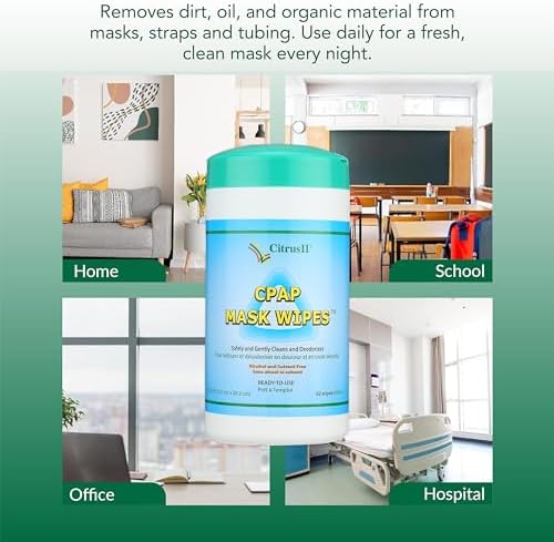 Citrus II Cleaning Wipes - Sanitizes BIPAP and CPAP Masks - Removes Dirt and Oil - Clean Citrus Scent - 62 Wipes Per Canister - Pack of 3 | Ideal
