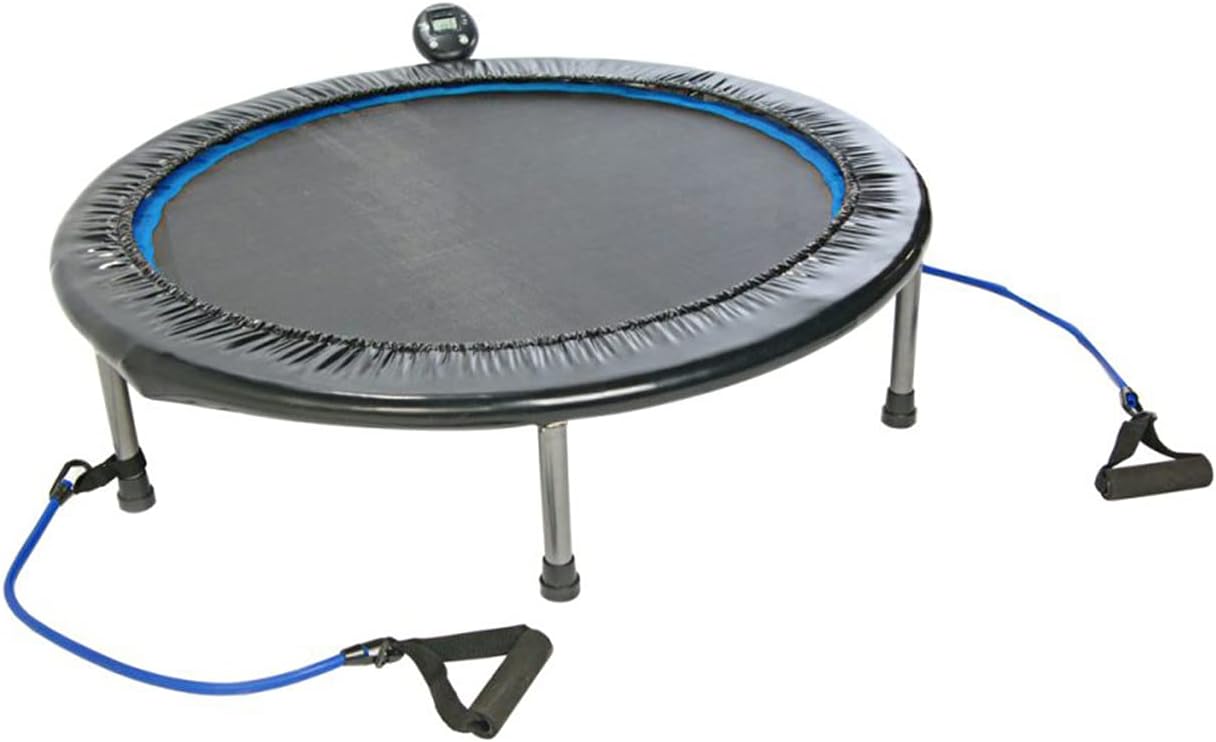 Stamina 36" Foldable Mini Trampoline Rebounder for Adults with Smart Workout App, Black - Portable Fitness Equipment for Home Gym, Cardio and Jumping Training Exercise